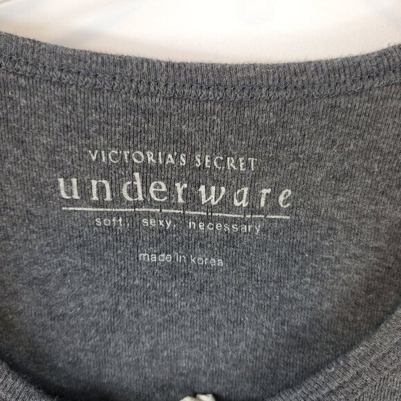 Victoria Secret Y2K Dark Grey Womens Underware One Piece Shrt Slv Button Up Sz S - Picture 6 of 10